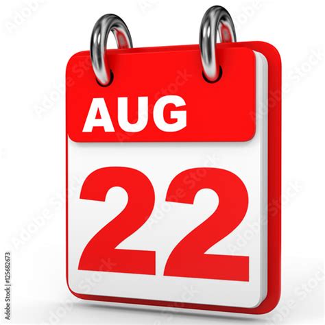August 22 Calendar On White Background Stock Photo And Royalty Free