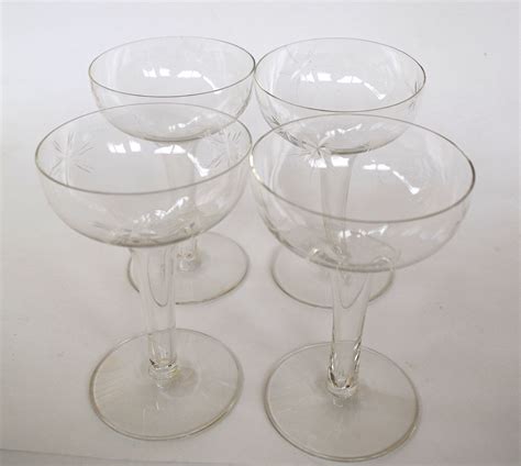 vintage set of 4 lovely hollow stem champagne glasses with etsy hollow stem champagne
