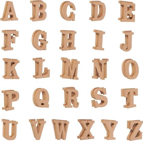 Wooden Letters 52 Count Wood Alphabet Letters For Diy Craft Home Decor Natural Color Amazon