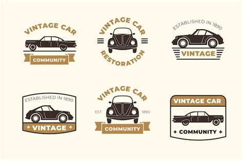 Fantastic Logos With Vintage Cars Free Vector