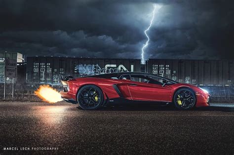 Lamborghini Aventador Flaming Exhaust Battles Lightning Strike In This