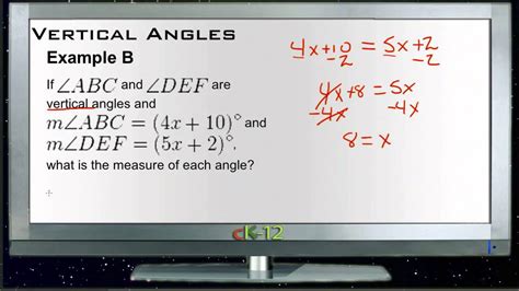 Vertical Angles Examples Basic Geometry Concepts Youtube