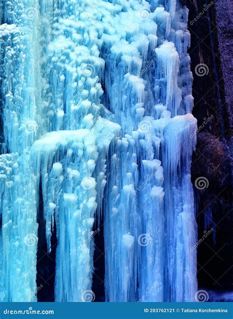 Photos Of Frozen Waterfalls In The Ice In The Mountains Stock Image