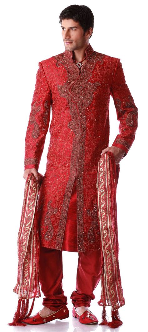Depending on your body type, venue of your wedding, activities of the day and, most importantly, your preference, you can choose the gown of your dreams. Men Fashion Dresses: Red Dragon Neck Sherwani - Men's ...