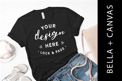 Download Black Bella Canvas 3001 Shirt Mockup | Creative Product Mockups ~ Creative Market