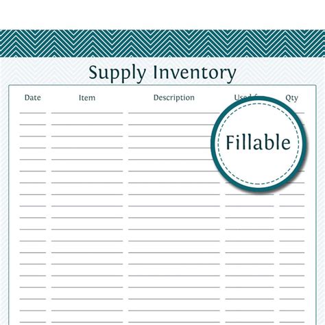 Supply Inventory Fillable Business Planner Printable Etsy