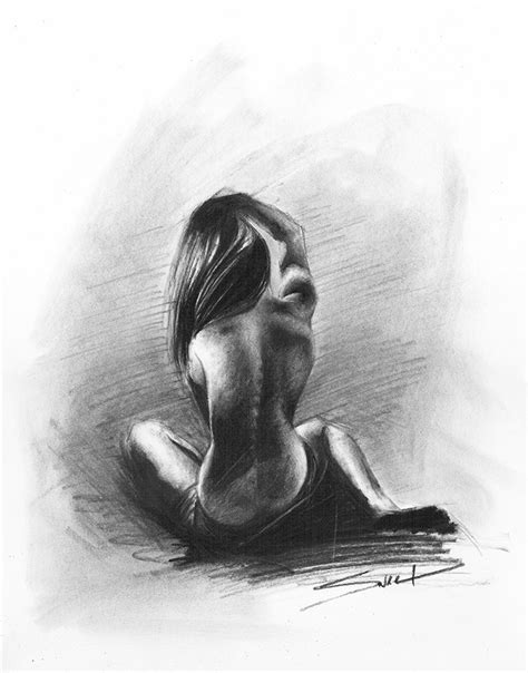 Bound Female Nude Figure Study Original Charcoal Life Drawing Art My XXX Hot Girl