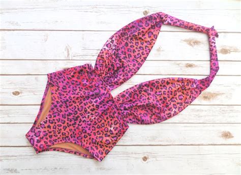 Hot Pink Leopard Glitter One Piece Swimsuit Hot Pink Leopard Animal