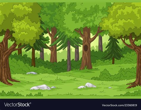 Cartoon Forest Landscape Royalty Free Vector Image Sponsored