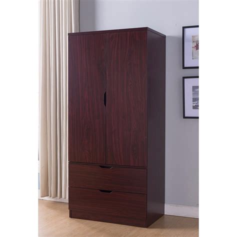 Sophisticated Two Door Wardrobe With Hanging Clothing Storage Cherry
