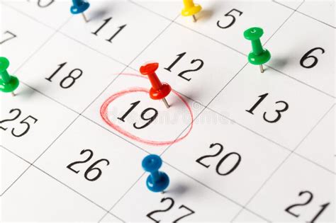 Push Pins On Calendar Idea Concept Of To Do Planning Stock Photo