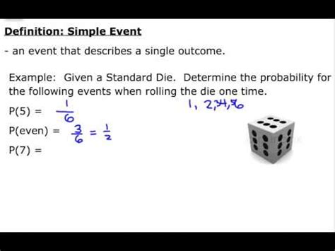 The answer is p(six) =1/6. Examples of Probability with Simple Events - YouTube