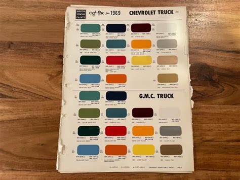 1969 Chevrolet Truckgmc Truck Paint Chip Chart Eur 904 Picclick Fr