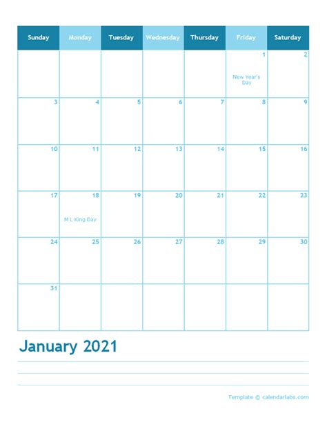 2021 Monthly Calendar Printable Word Fillable Calendar 2021