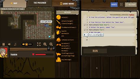 Need help getting started in code combat? Code Combat PYTHON Level THE PRISONER, Arguments, Basic ...
