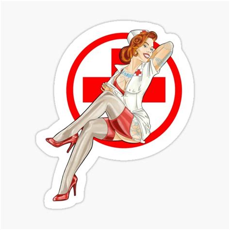 sexy nurse pin up sticker by tattooistgus redbubble