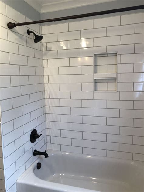 Gray And White Subway Tile White Subway Tile Bathroom Bathrooms