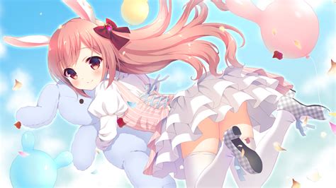 Download 1920x1080 Anime Girl Bunny Ears Loli Dress Jumping Wallpapers For Widescreen