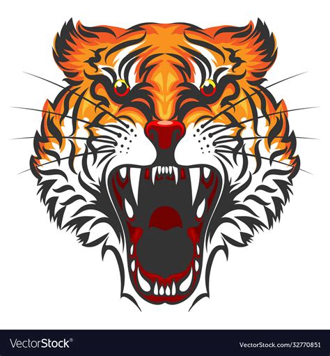 Angry Tiger Face Royalty Free Vector Image Vectorstock