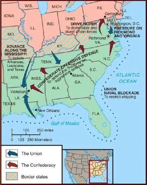 This Image Shows A Map Of The Strategies Of The Civil War Civil War