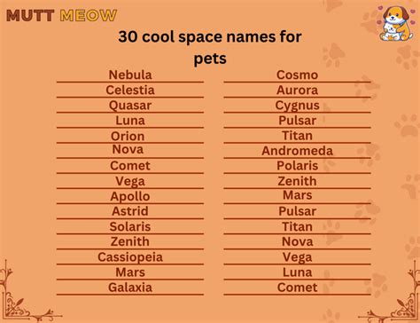 30 Cool Space Names For Pets Mutt Meow