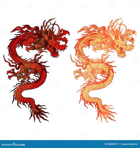 Chinese Dragon With Two Color Options Stock Vector Illustration Of
