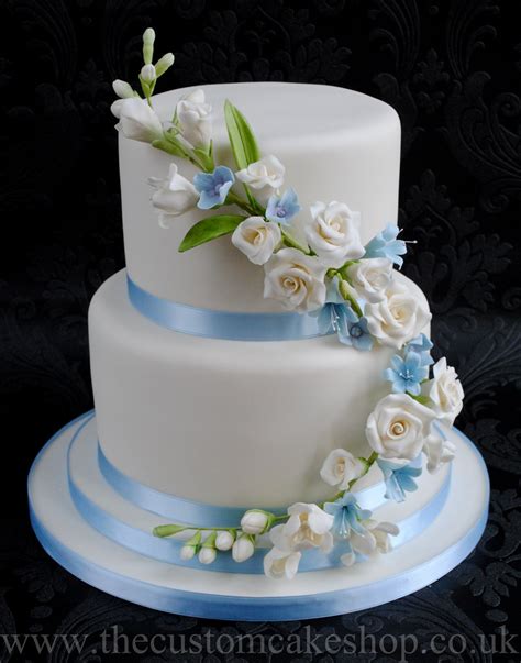 Wedding Cake Sky Blue And Ivory A Double Height 2 Tier W Flickr