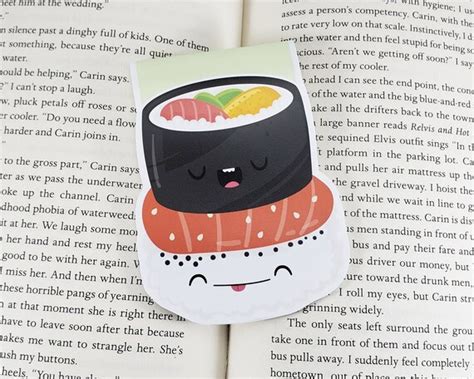 Sushi Bookmark Cute Sushi Sushi Magnetic Bookmark Kawaii Etsy