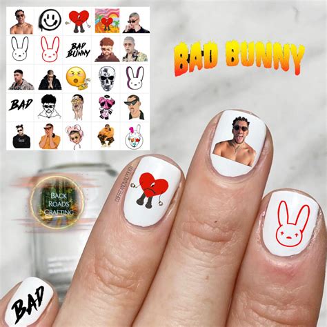 Bad Bunny Set Nail Art Waterslide Or Peel And Stick Stickers Etsy
