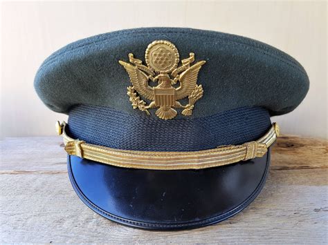 Us Army Officer Company Grade Military Green Wool Dress Hat Etsy