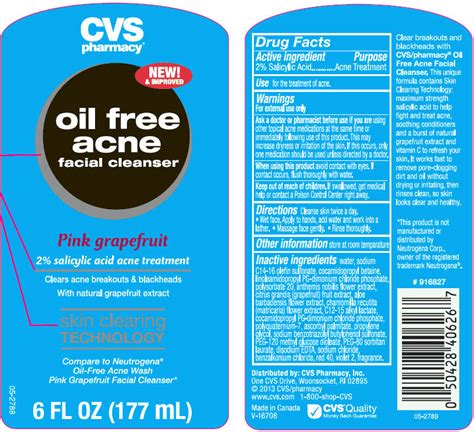 CVS OIL FREE ACNE FACIAL CLEANSER-PINK GRAPEFRUIT ACNE TREATMENT