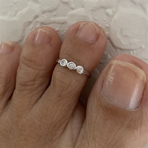 Sterling Silver 3 Cz Toe Ring Silver Rings Cz Ring Sterling Silver