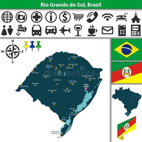 Rio Grande Do Sul Verwaltungs Und Politicaln Karte Mit Flagge Vektor