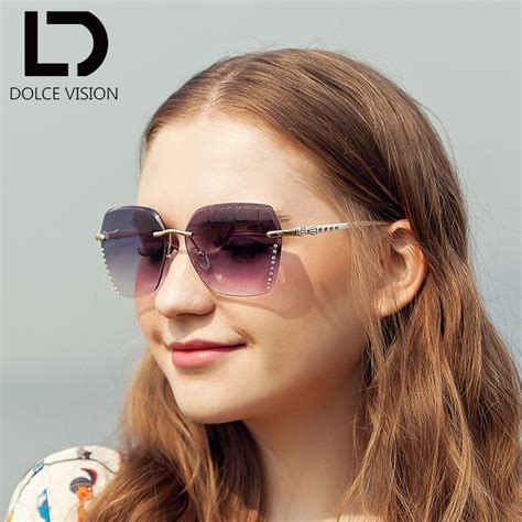 dolce vision luxury gradient sunglasses women rimless metal leg sun glasses for women