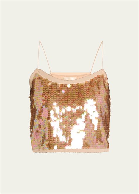 loveshackfancy velma chiffon trim sequin tank top bergdorf goodman