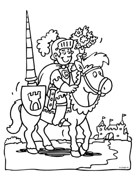 Ridder Rikki Kleurplaat * Ridder Met Een Grote Bos Bloemen! * RIDDERS