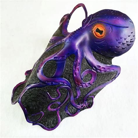 Octopus In Blue Or Purple Handmade Genuine Leather Mask For Masquerades