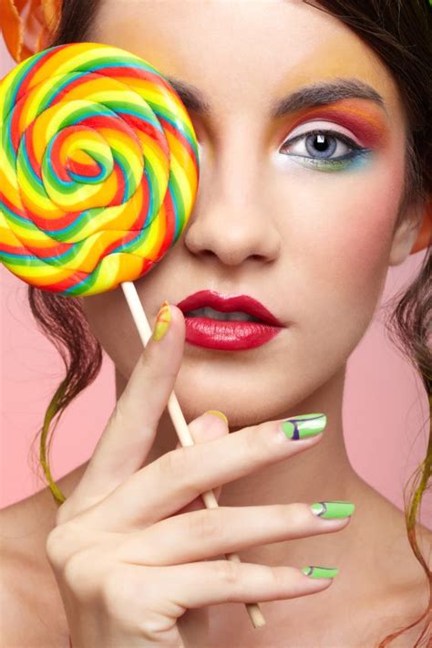beautiful model with lollipop