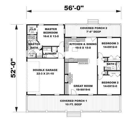 1 Story 3 Bedroom House Plans Small Simple 3 Bedroom House Plan A