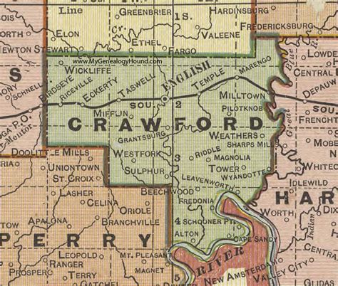 Crawford County Indiana 1908 Map English