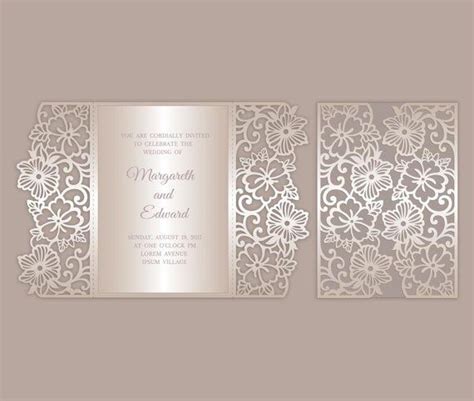 Floral Gate Fold Wedding Invitation Template Laser Paper Cut Etsy
