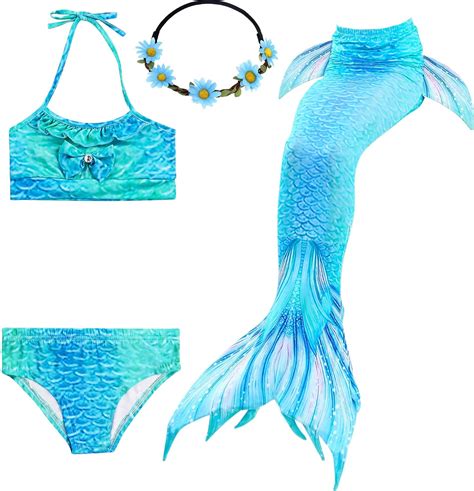2xdeals Cola De Sirena Niña Para Nadar 4pcs Con Bikini Traje De Sirena