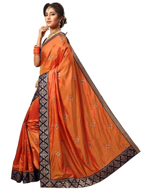 Orange Embroidered Silk Saree With Blouse Ujjwal Creation 2727705