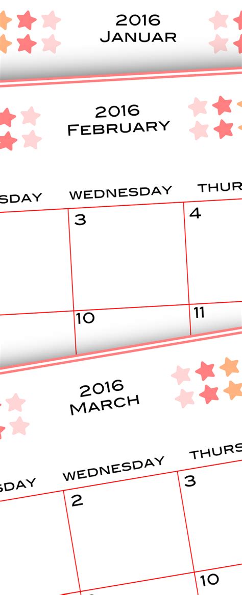 Free Printable 2016 Planner Calendar Monthly Calendar Kalender