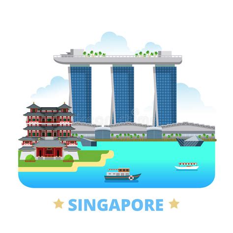 Van Het Het Ontwerpmalplaatje Van Het Land Van Singapore Vlak Het