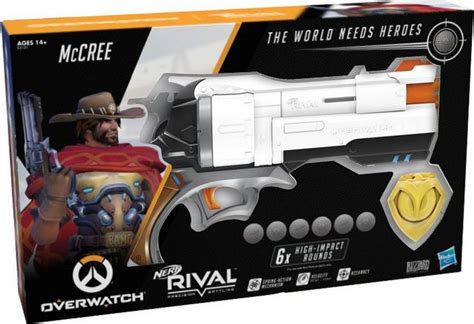 Hasbro Overwatch Mccree Nerf Rival Blaster With Die Cast Badge And 6