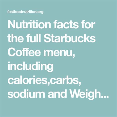 Just look at these healthy starbucks drinks and food items nutritionists pick when they stop by the coffee giant. Nutrition facts for the full Starbucks Coffee menu ...