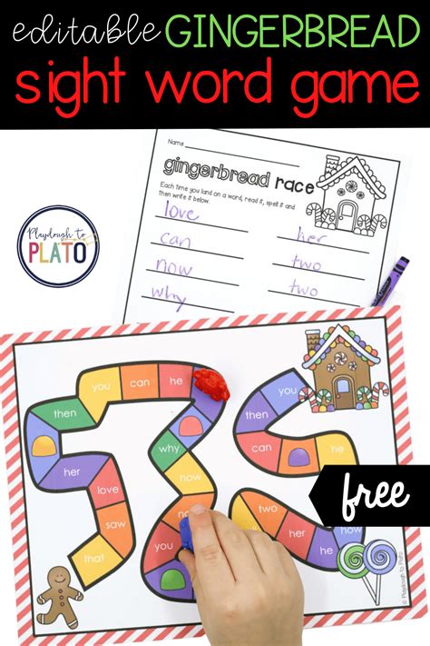 Gingerbread Sight Word Game Playdough To Plato