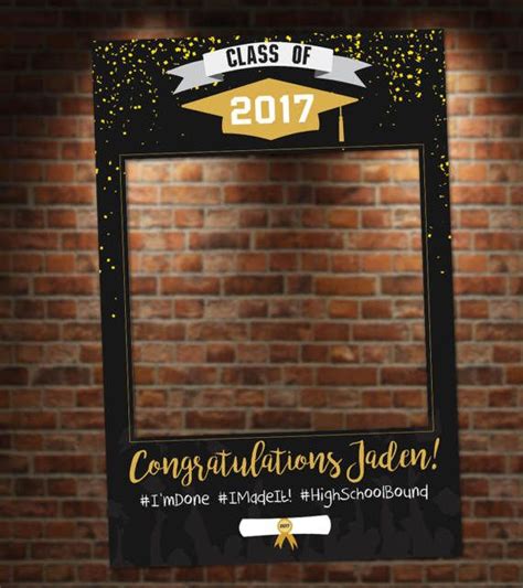 Black And Gold Graduation Photo Booth Party Prop Frame Digital File