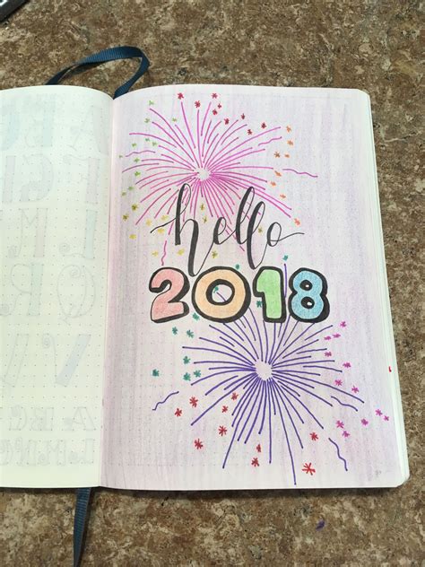 Bullet journal cover page January 2018 | Bullet journal ideeën ...
